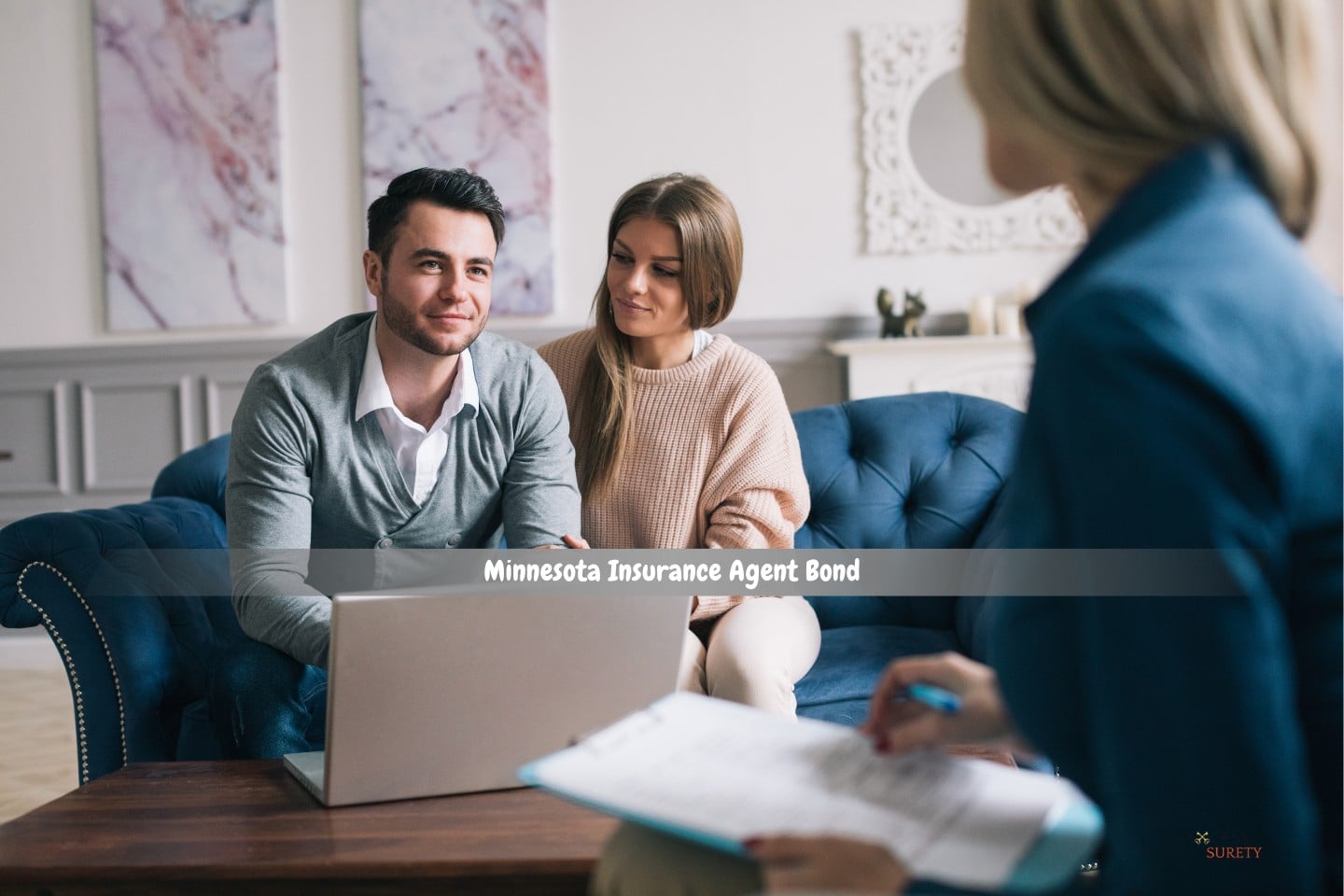 Minnesota Insurance Agent Bond - A happy couple works with an insurance agent to prepare their future.