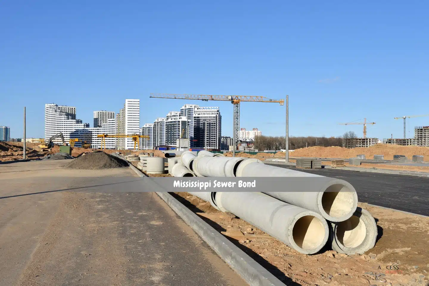 Mississippi Sewer Bond - Drainage pipes made of concrete at the construction site.