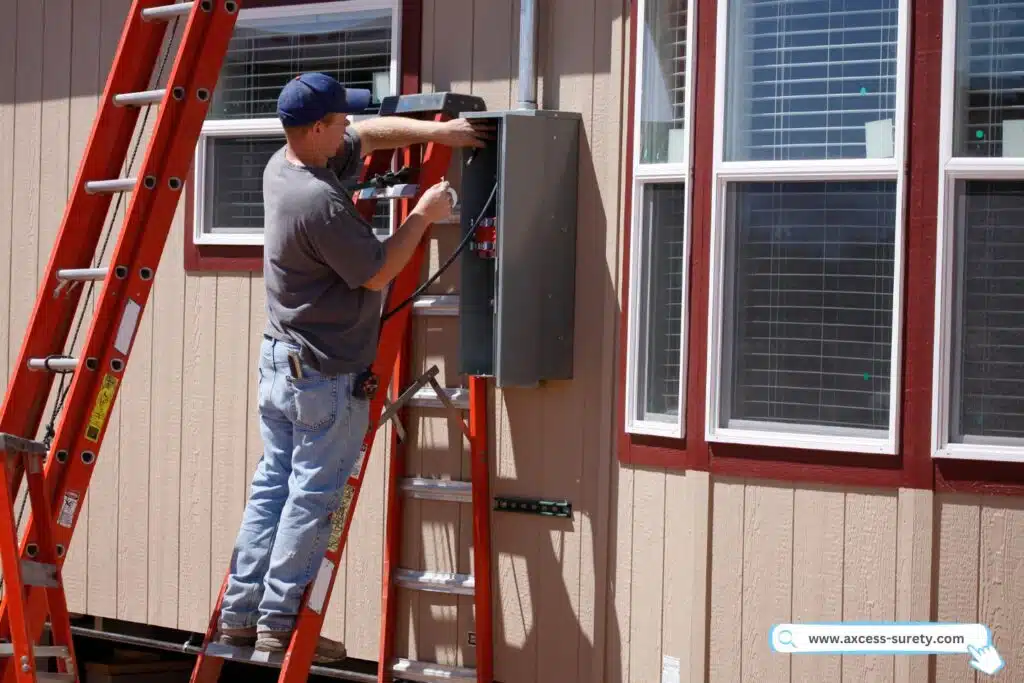 Electrician working on a new service for a manufactured home.