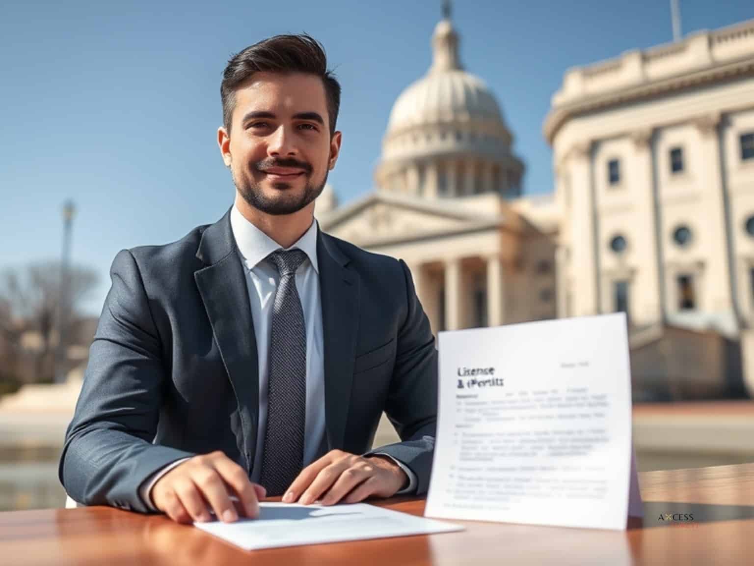 Poplar Bluff City License/Permit Bond - A business man applying for license and permit outside the government building
