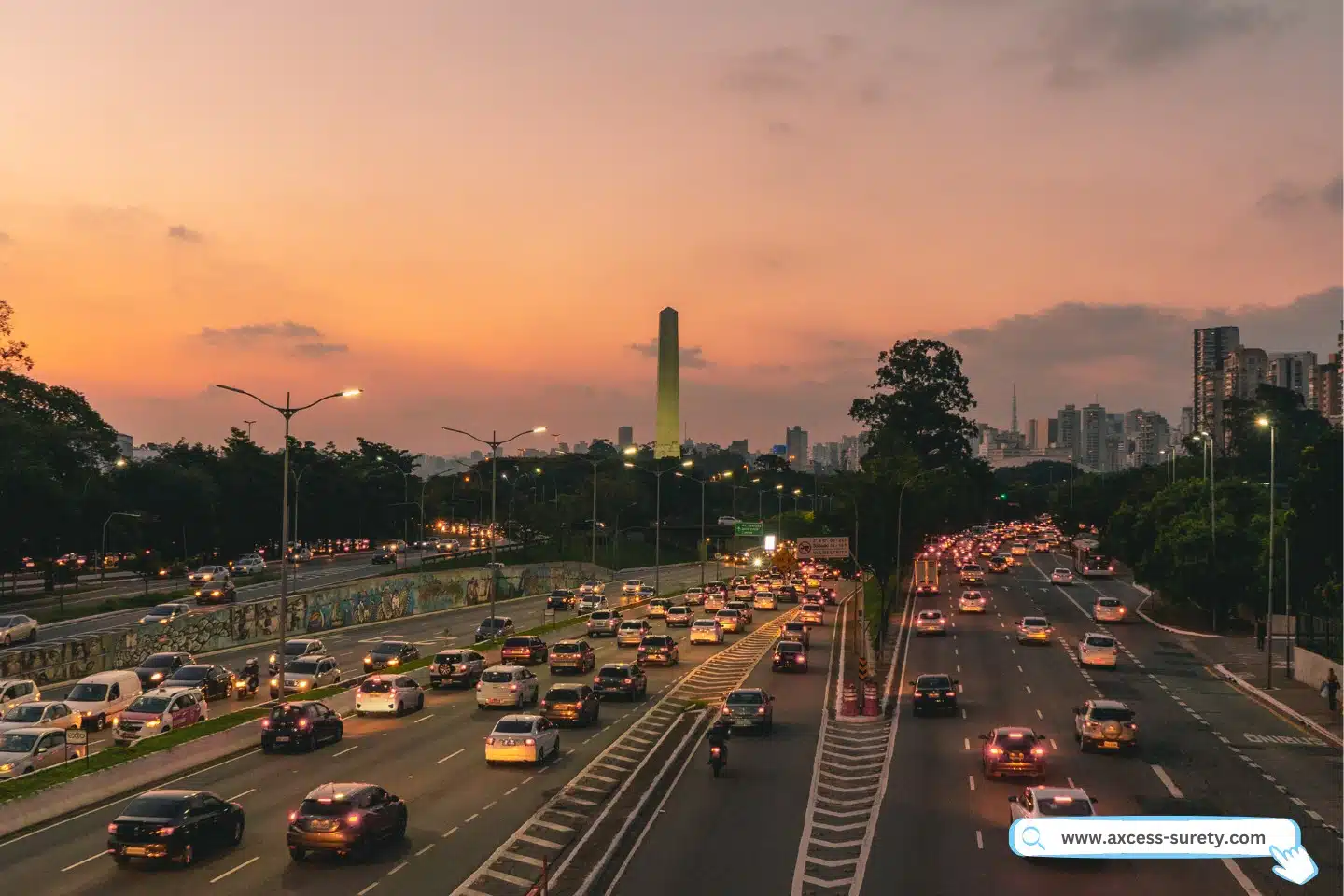 Traffic jam in highways during dusk.