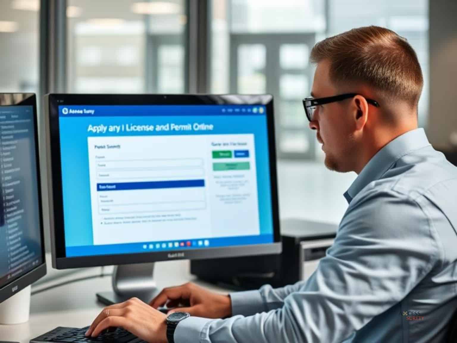 A businessman applying for license and permit.