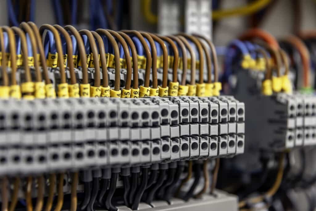 Electric control panel enclosure for power and distribution electricity. Uninterrupted, electrical voltage.