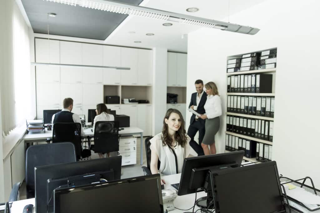Woman working on the computer in the office