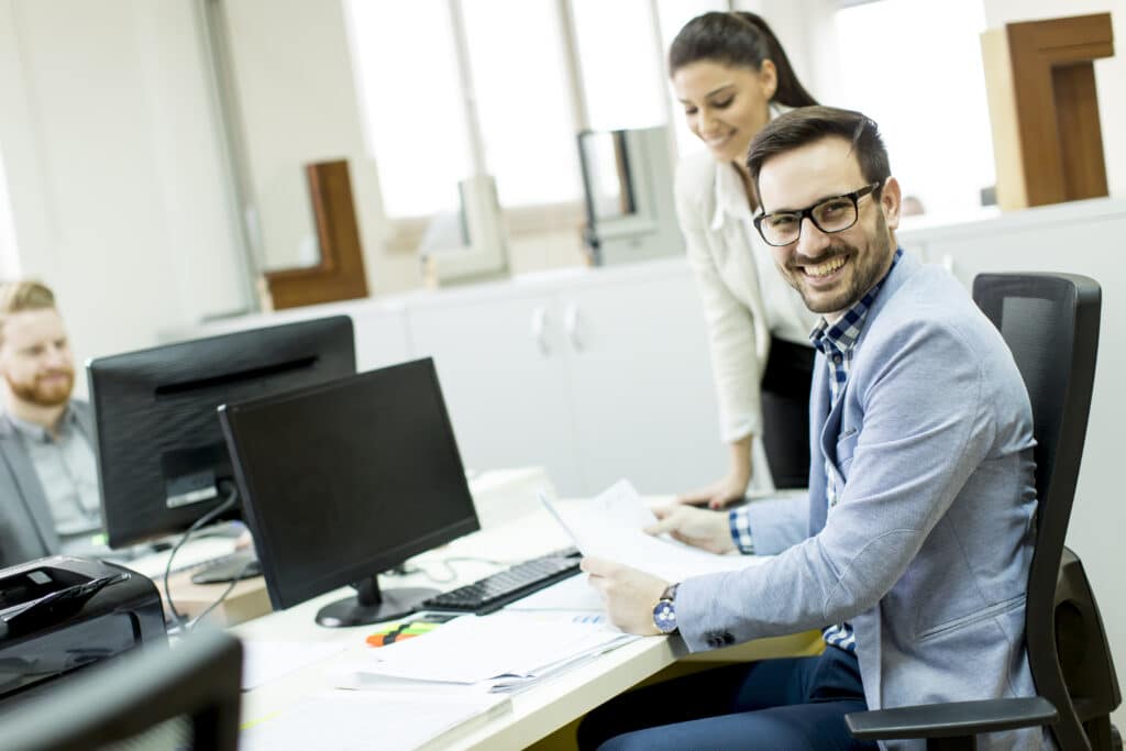 Young businesspeople working in modern office