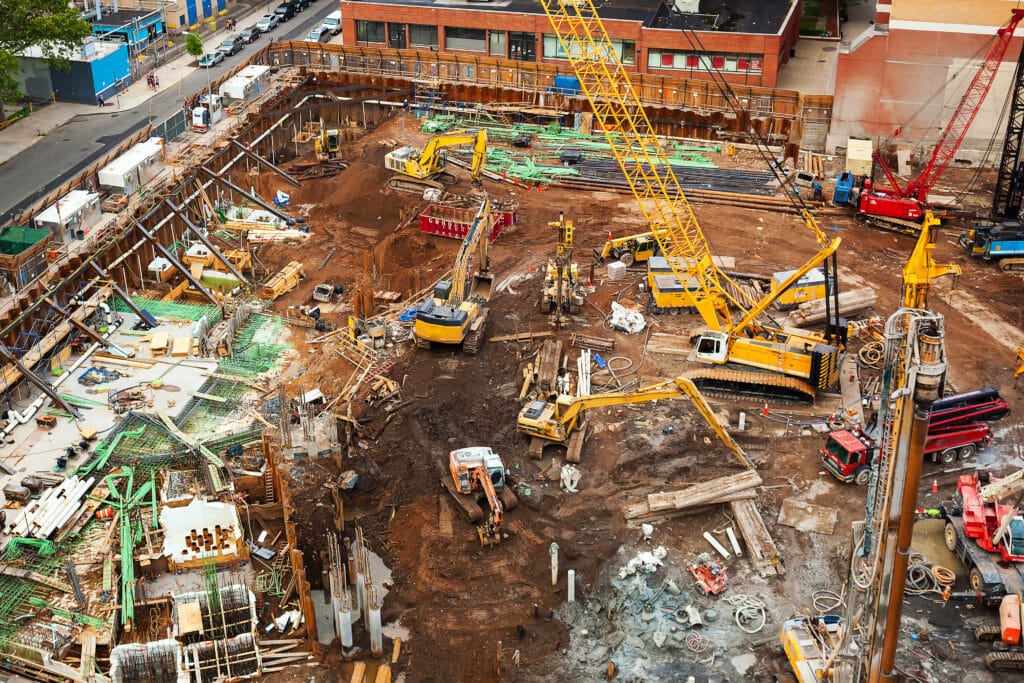 construction work site with construction machinery in New York City